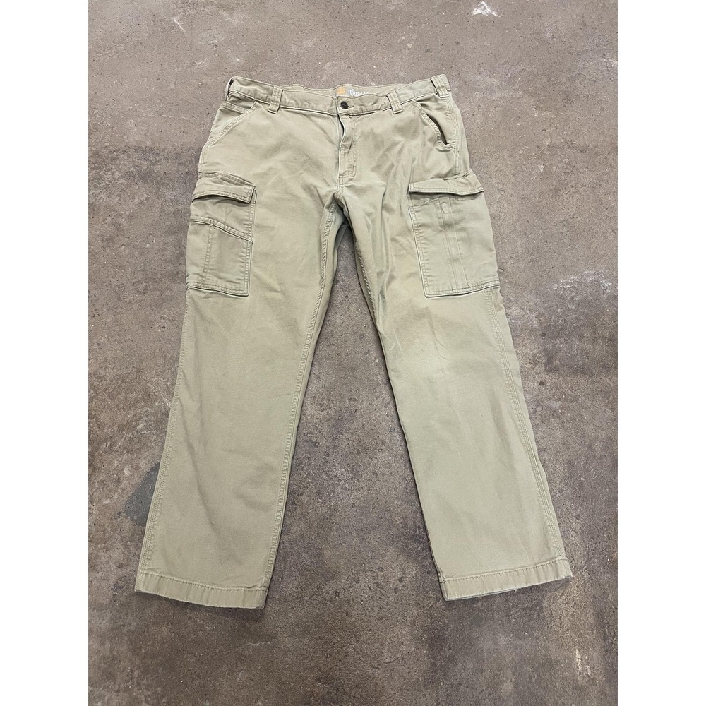 Carhartt Pants Mens 38x30 Beige Relaxed Fit Canvas Cargo Work Utility 103574
